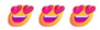 Tres emojis sonrientes con ojos en forma de corazones rosas.

Descripción generada con IA